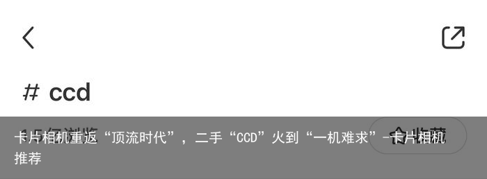 卡片相机重返“顶流时代”,二手“CCD”火到“一机难求”-卡片相机推荐