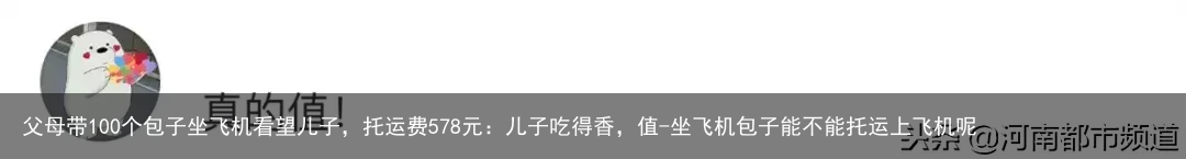 父母带100个包子坐飞机看望儿子,托运费578元:儿子吃得香,值-坐飞机包子能不能托运上飞机呢