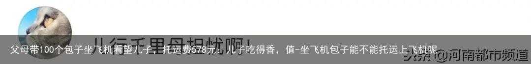 父母带100个包子坐飞机看望儿子,托运费578元:儿子吃得香,值-坐飞机包子能不能托运上飞机呢