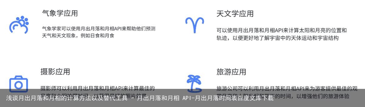 浅谈月出月落和月相的计算方法以及替代工具 - 月出月落和月相 API-月出月落时间表百度文库下载
