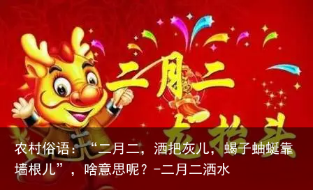 农村俗语:“二月二,洒把灰儿,蝎子蚰蜒靠墙根儿”,啥意思呢?-二月二洒水