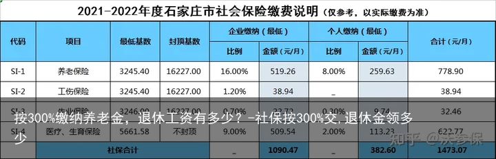 按300%缴纳养老金,退休工资有多少?-社保按300%交,退休金领多少
