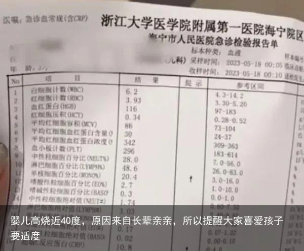 婴儿高烧近40度,原因来自长辈亲亲,所以提醒大家喜爱孩子要适度