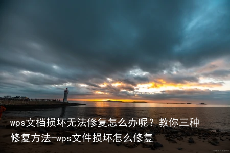 wps文档损坏无法修复怎么办呢?教你三种修复方法-wps文件损坏怎么修复