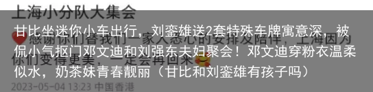 甘比坐迷你小车出行,刘銮雄送2套特殊车牌寓意深,被侃小气抠门(甘比和刘銮雄有孩子吗)