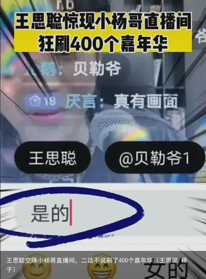 王思聪空降小杨哥直播间,二话不说刷了400个嘉年华(王思聪 杨子)