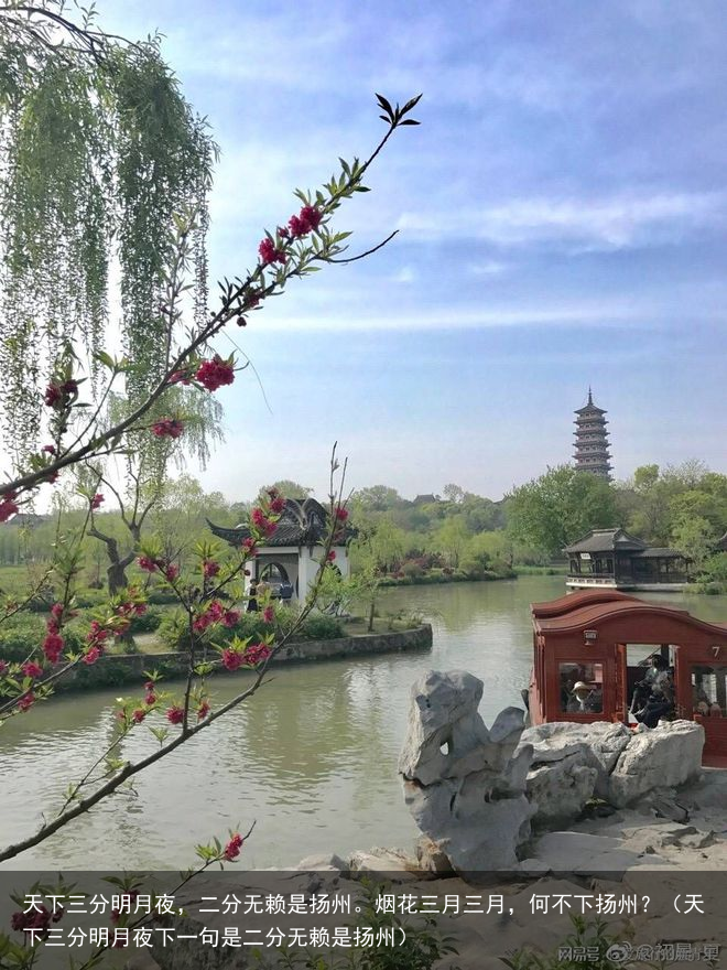 天下三分明月夜,二分无赖是扬州。烟花三月三月,何不下扬州?(天下三分明月夜下一句是二分无赖是扬州)