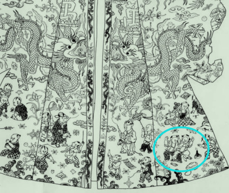 明定陵出土百子衣,上面有个古老游戏,因三个原因游戏已经消失了-百子百福的寓意