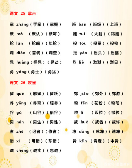 三年级语文田字格生字大全,生字注音、组词,孩子必备辅导资料!-三年级语文生字田字格书写图片