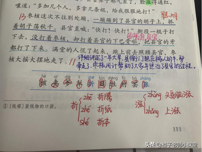 三年级课本《枣核》,语文老师整理笔记,体会枣核聪明勇敢-枣核课文三年级下册视频