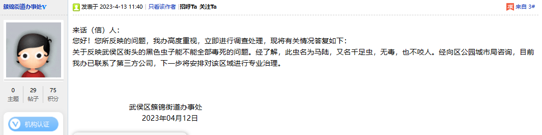 成都街头出现大量黑色小虫 官方回应:将进行专业治理-去成都被一种黑色的小虫咬