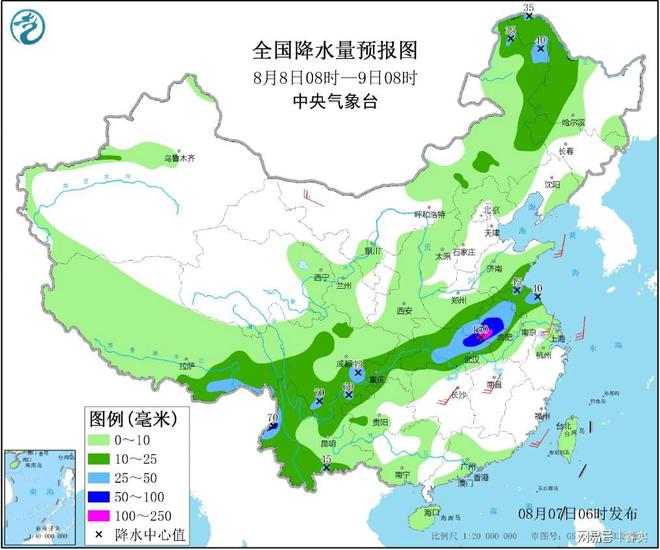 中央气象台:暴雨持续降临下列地区,8月7~9号,天气预报(8月4日暴雨)