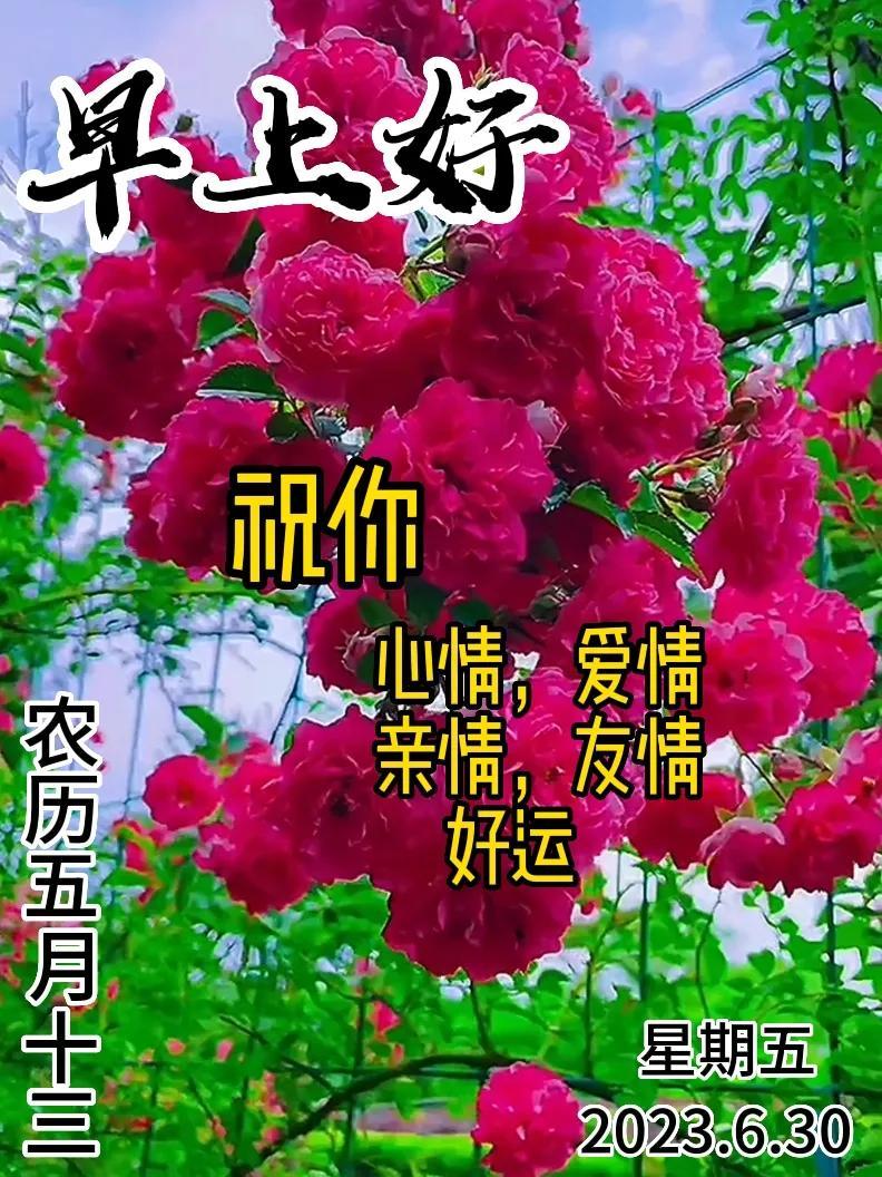 6月30日|星期五早上好!新的一天,新的问候祝福,早安图片-江陵县社区