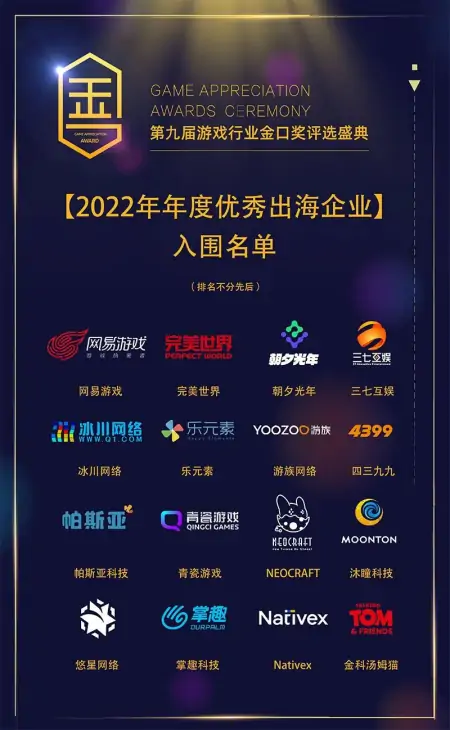 2022年第九届游戏行业金口奖入围名单正式揭晓-中国游戏行业年会官网