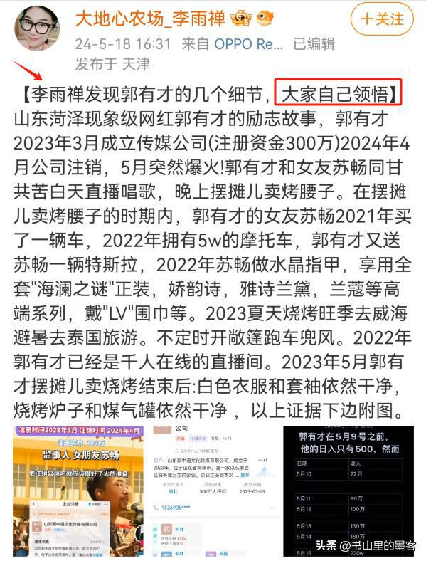 郭有才私生活被扒,李雨禅16张图还原真实生活,草根人设引质疑!