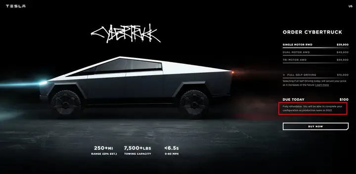 官网透露新进程 特斯拉全新皮卡或2022年交付-特斯拉皮卡预定价格