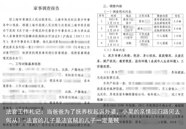 法官工作札记：当爸爸为了抚养权起诉外婆，小昊的亲情回归路何去何从？-法官的儿子是法官贼的儿子一定是贼