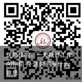 送岗位啦！一大批好工作向你招手-送岗下乡什么意思