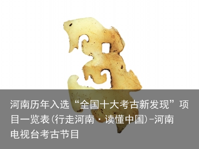 河南历年入选“全国十大考古新发现”项目一览表(行走河南·读懂中国)-河南电视台考古节目