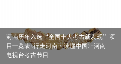 河南历年入选“全国十大考古新发现”项目一览表(行走河南·读懂中国)-河南电视台考古节目