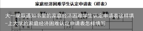 大一录取通知书里的家庭经济困难学生认定申请表这样填-上大学的家庭经济困难认定申请表怎样填写