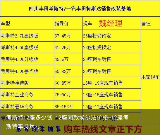 考斯特12座多少钱 12座同款埃尔法价格-12座考斯特车身尺寸