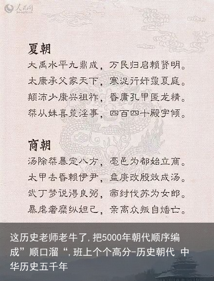 这历史老师老牛了,把5000年朝代顺序编成”顺口溜“,班上个个高分-历史朝代 中华历史五千年