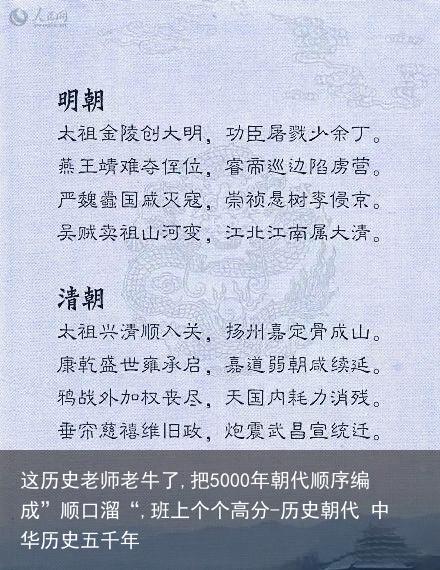 这历史老师老牛了,把5000年朝代顺序编成”顺口溜“,班上个个高分-历史朝代 中华历史五千年