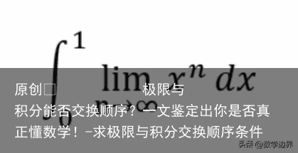极限与积分能否交换顺序？一文鉴定出你是否真正懂数学！
