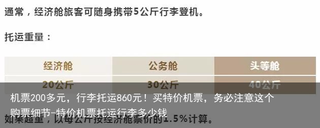 机票200多元，行李托运860元！买特价机票，务必注意这个购票细节-特价机票托运行李多少钱