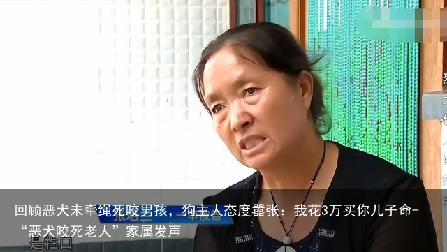 回顾恶犬未牵绳死咬男孩，狗主人态度嚣张：我花3万买你儿子命-“恶犬咬死老人”家属发声