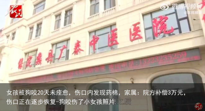 女孩被狗咬20天未痊愈，伤口内发现药棉，家属：院方补偿3万元，伤口正在逐步恢复-狗咬伤了小女孩照片