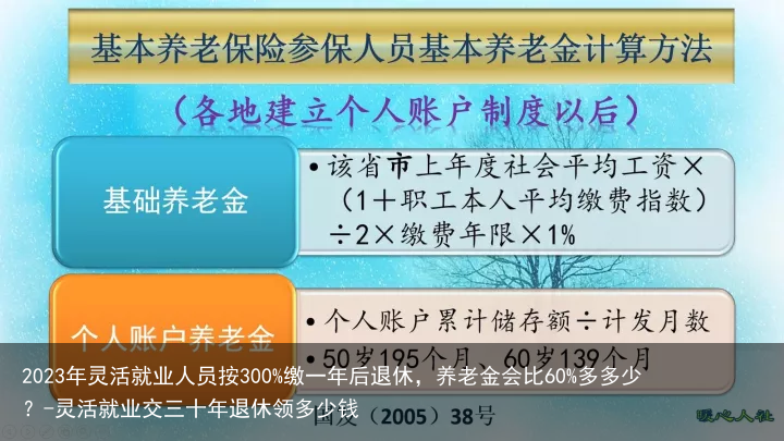 2023年灵活就业人员按300%缴一年后退休，养老金会比60%多多少？-灵活就业交三十年退休领多少钱