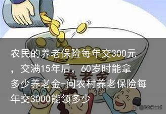 农民的养老保险每年交300元，交满15年后，60岁时能拿多少养老金-问农村养老保险每年交3000能领多少