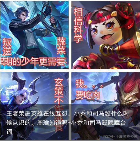 王者荣耀英雄在线互怼，小乔和司马懿什么时候认识的，周瑜知道吗-小乔和司马懿隐藏台词