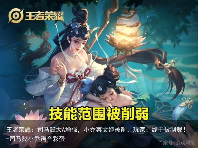 王者荣耀：司马懿大A增强，小乔蔡文姬被削，玩家：终于被制裁！-司马懿小乔语音彩蛋