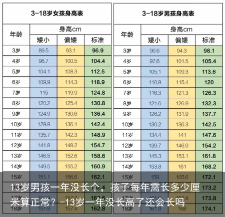 13岁男孩一年没长个，孩子每年需长多少厘米算正常？-13岁一年没长高了还会长吗
