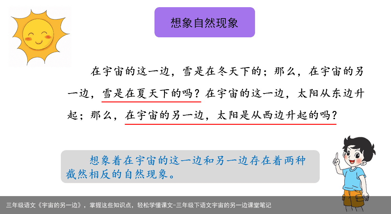 三年级语文《宇宙的另一边》，掌握这些知识点，轻松学懂课文-三年级下语文宇宙的另一边课堂笔记