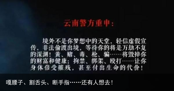 嘎腰子、割舌头、断手指……还有人想去！