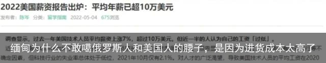 缅甸为什么不敢噶俄罗斯人和美国人的腰子，是因为进货成本太高了