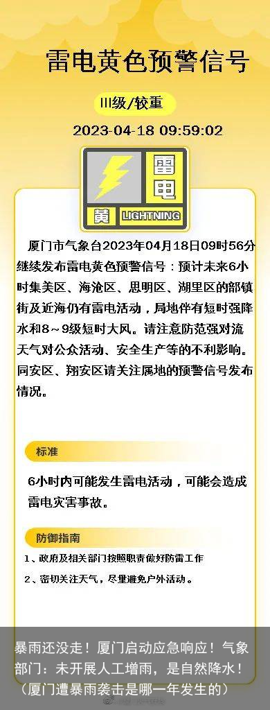 暴雨还没走！厦门启动应急响应！气象部门：未开展人工增雨，是自然降水！（厦门遭暴雨袭击是哪一年发生的）