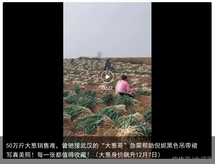 50万斤大葱销售难，曾驰援武汉的“大葱哥”急需帮助倪妮黑色吊带裙写真美照！每一张都值得收藏！（大葱身价飙升12月7日）