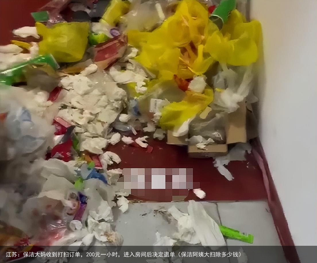 江苏：保洁大妈收到打扫订单，200元一小时，进入房间后决定退单（保洁阿姨大扫除多少钱）