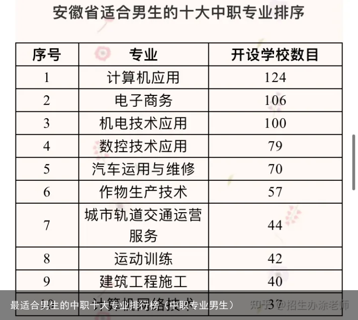 最适合男生的中职十大专业排行榜（中职专业男生）