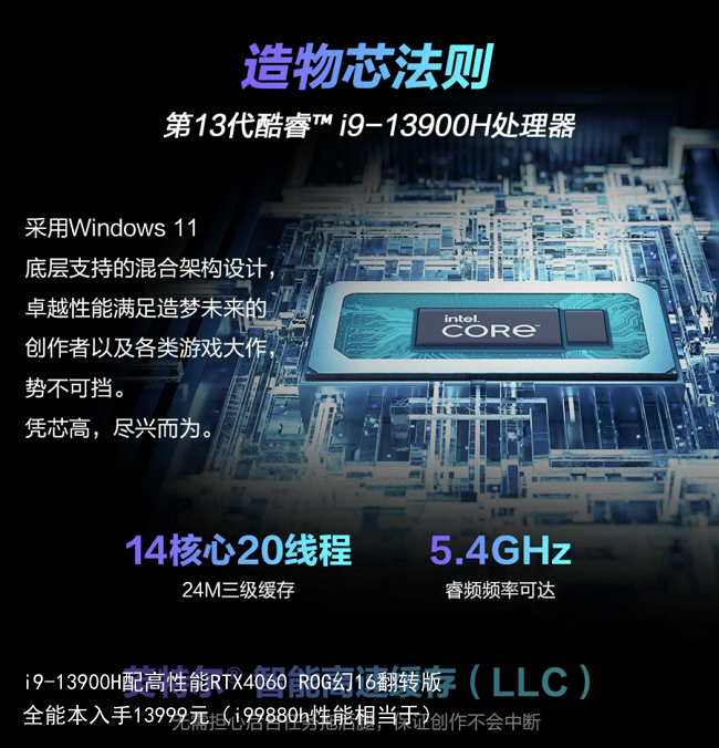 i9-13900H配高性能RTX4060 ROG幻16翻转版全能本入手13999元（i99880h性能相当于）