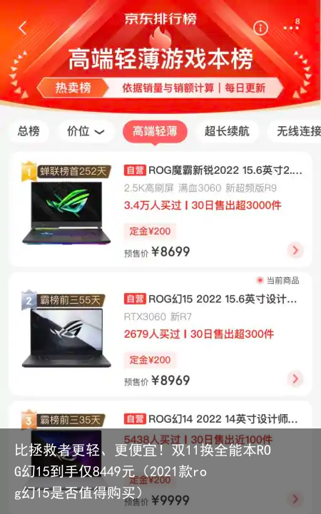 比拯救者更轻、更便宜！双11换全能本ROG幻15到手仅8449元（2021款rog幻15是否值得购买）