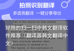 好用的扫一扫中韩文翻译软件推荐（翻译器韩文翻译中文）
