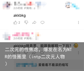 二次元的性焦虑，爆发在名为NTR的怪圈里（intp二次元人物）