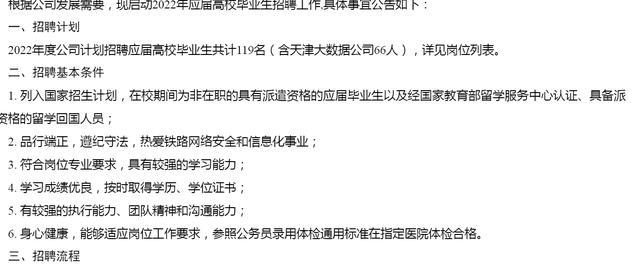 2022年的毕业生有福了，中国铁路公开招聘，但是对学历有要求（中国铁路招聘专业）