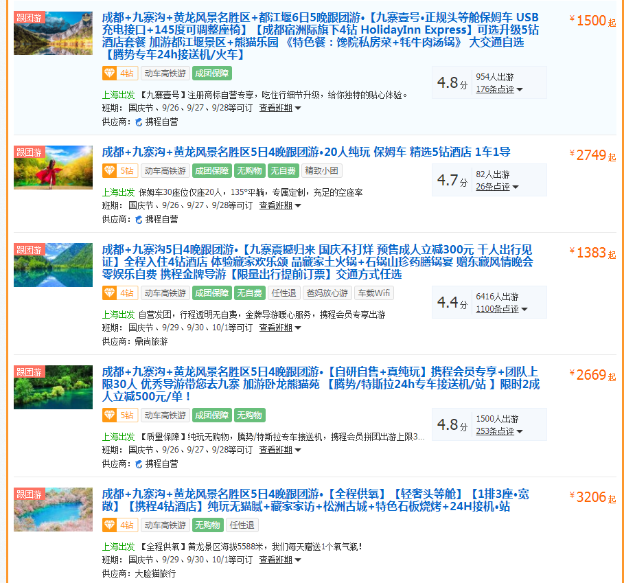 九寨沟景区9月27日恢复开园，上海多家旅游网站已上线相关跟团游线路（九寨沟景区今日恢复全域对外开放）